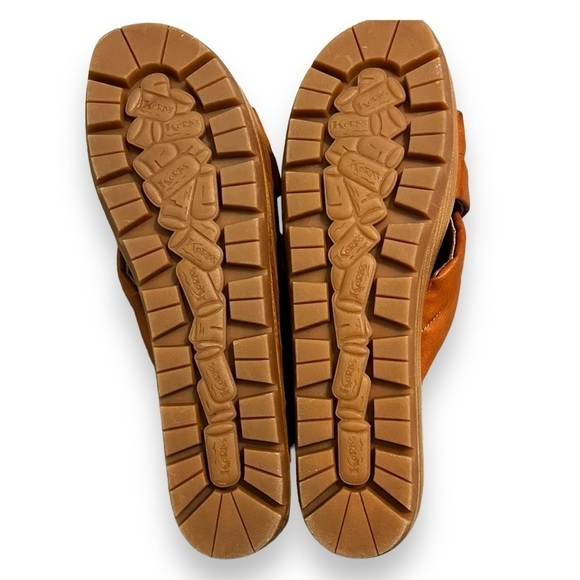 Korks Faithe Slide Platform Wedge Sandals Faux Leather Open Toe Tan slipon SZ 11 - Picture 10 of 12